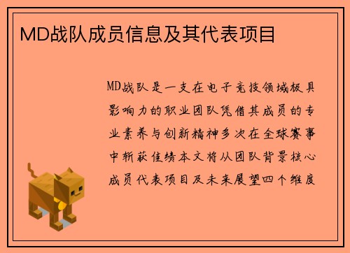 MD战队成员信息及其代表项目